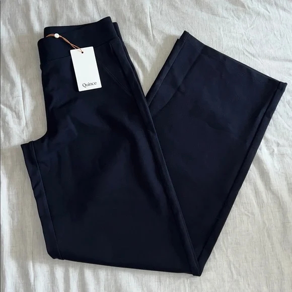 New Quince Ultra Stretch Wide Leg Pants Navy Sz Small 32 Long - Picture 11 of 11